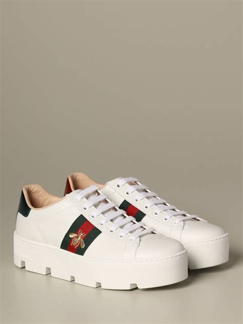 all white gucci sneakers|Gucci white platform sneakers.